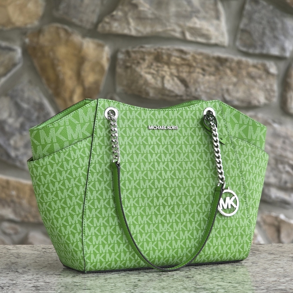 Michael Kors Jet Set Logo Large Green Shoulder Bag